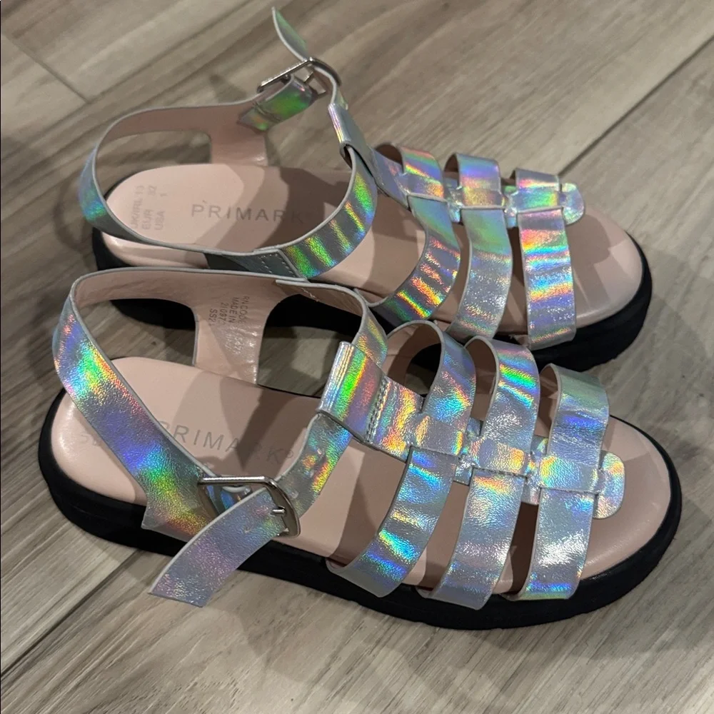 Girls Holographic Strappy Sandals